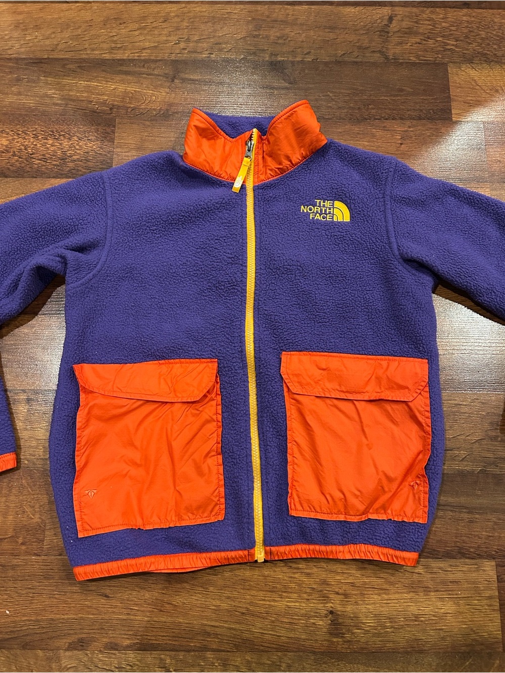 The North Face Jacket Youth Juniors Large 14/16 Colorblock Fleece Purple Orange
